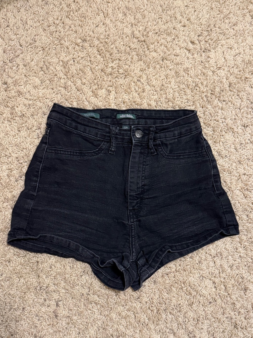 wild fable Black High-Rise Denim Shorts - Picture 1 of 2